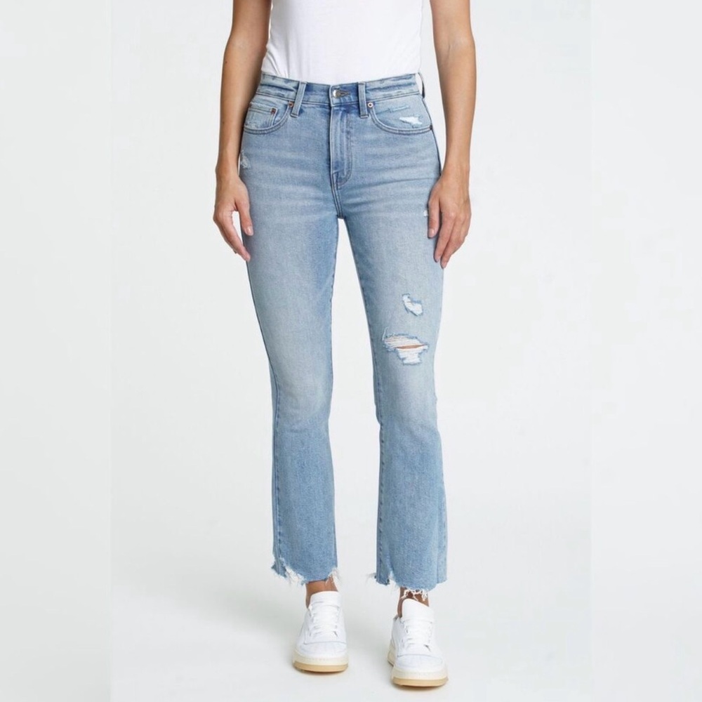 Pistola Lennon Distressed High Waist Crop Bootcut Jeans, Color: Fountain, Sz 27